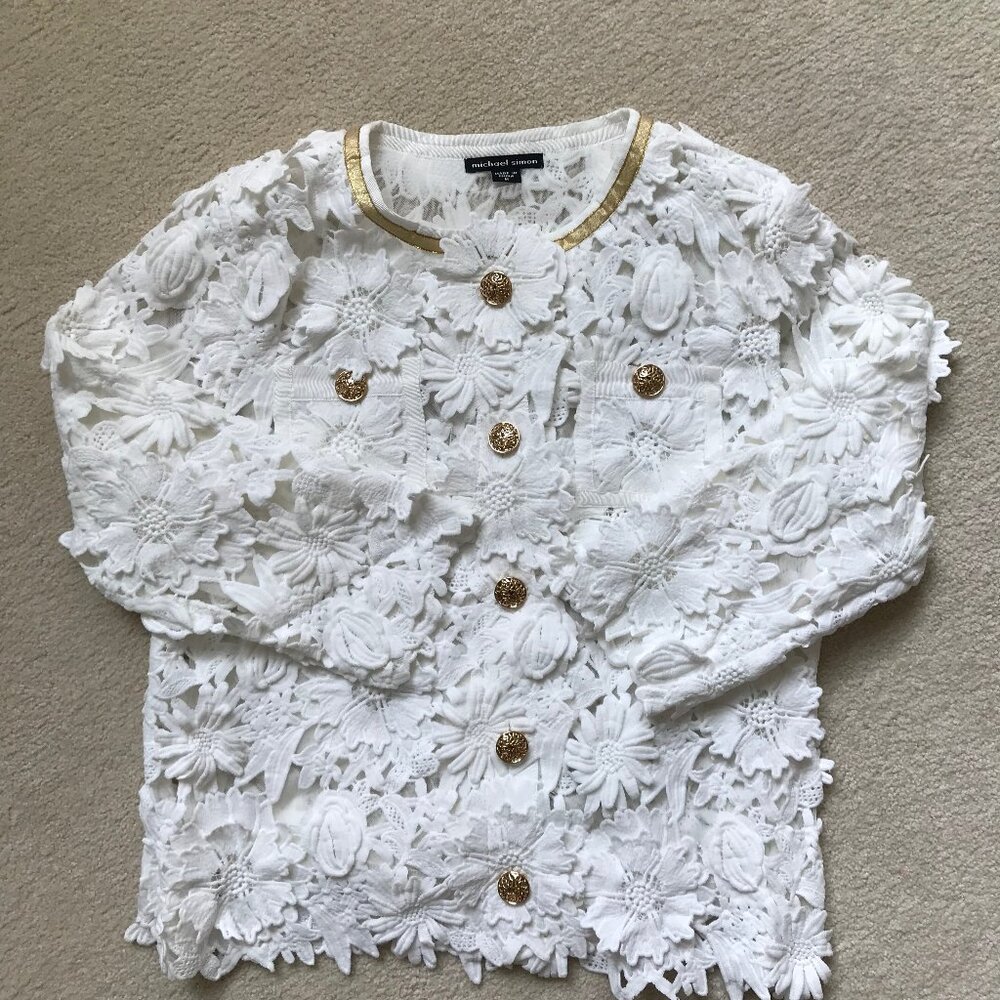 Michael Simon Vintage Floral 3D Appliqué Jacket